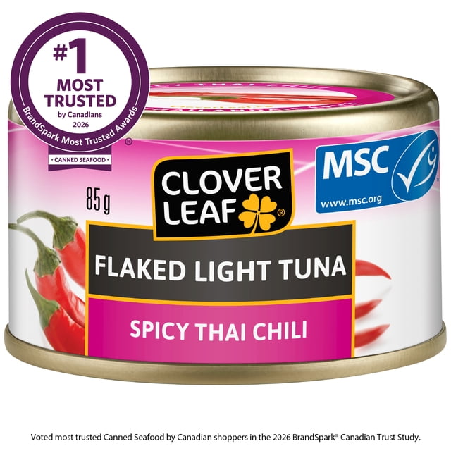 Clover Leaf® Spicy Thai Chili Flaked Light Tuna 85g, Wild Caught, Gluten Free, 15g Protein per Serving, Ready to Eat.