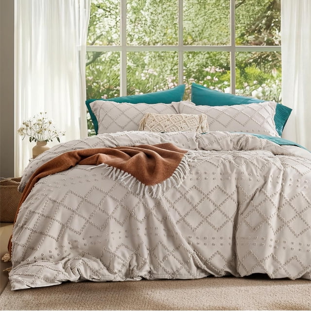 Housse de Couette Boho Format Grand Literie Boho Housse de Couette Grand Tuftée pour Toutes les Saisons Broderie Shabby Chic Literie Maison Couette Non Incluse ( x &#;)