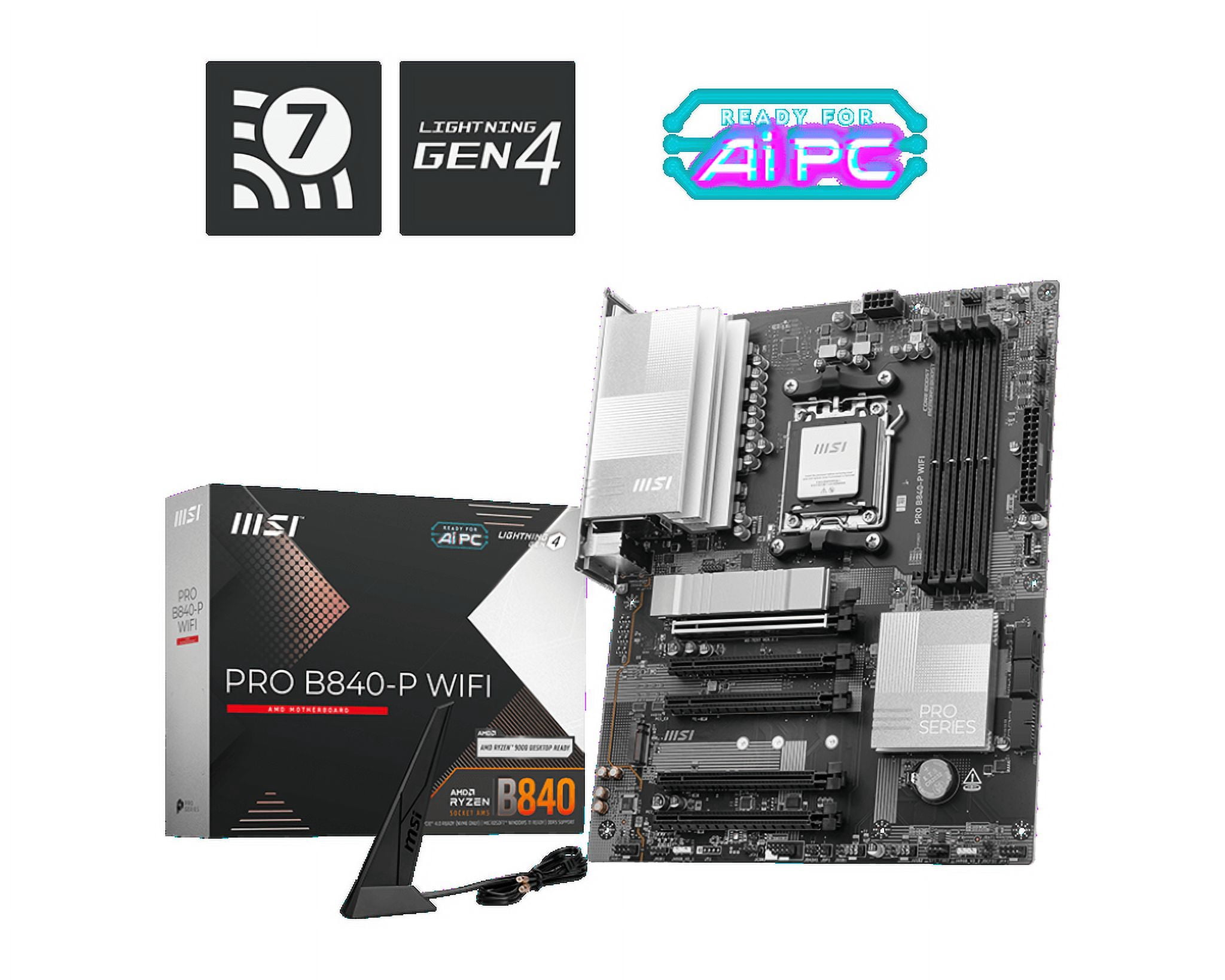 MSI MN PRO B840-P WIFI B840 AM5 Max256GB DDR5 ATX Vente au Détail