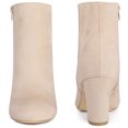 thumbnail image 2 of Unique Bargains Bottines à Talons Hauts Épais à Bout Rond pour Femme Beige (Taille 10), 2 of 6