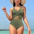 thumbnail image 2 of KIHOUT Maillot de Bain une Pièce pour Femmes Mode Printemps Couleur Unie Bikini en Maille, 2 of 5