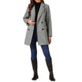 thumbnail image 3 of INSPIRE CHIC Women's Notch Lapel Double Breasted Belted Mid Length Trenchcoat S Grey, 3 of 9