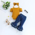 thumbnail image 4 of Yuyuzo Newborn Baby Girl Clothes Set Ribbed Knit Button down Romper Flare Jeans Infant Outfits with Headband, 4 of 7
