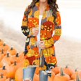 thumbnail image 1 of Women‘s Halloween Cardigan Sweater Skull Pumpkin Print Pattern Long Cardigans Sweater Coats Tops Ginger M, 1 of 5
