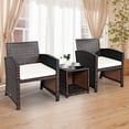thumbnail image 2 of Costway 3PCS Patio Rattan Wicker Furniture Cushion Sofa Coffee Table White, 2 of 9