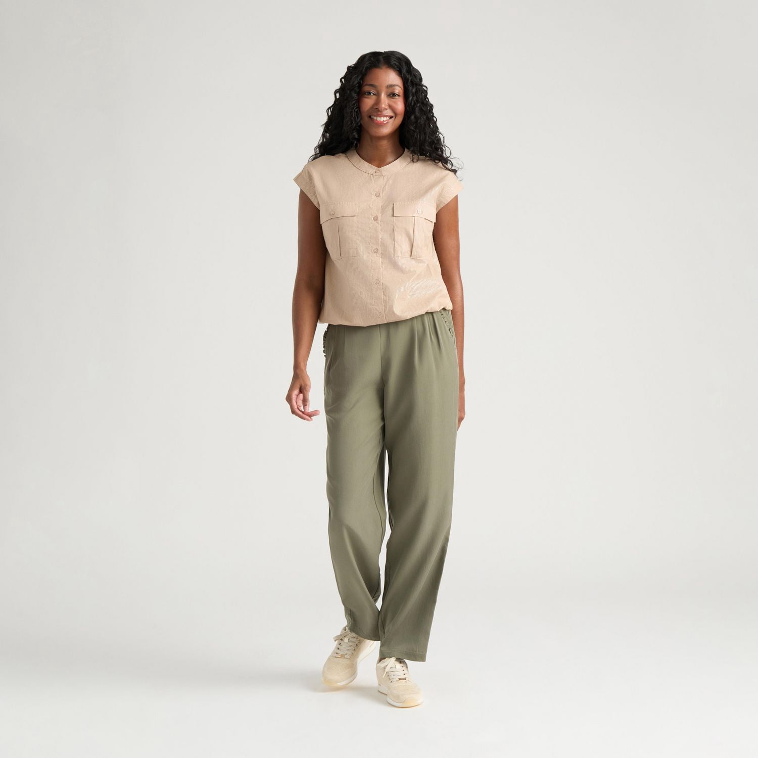 Haut cargo en lurex pour femme Mexx avec taille élastique