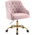 thumbnail image 2 of Meridian Furniture Arden Swivel Adjustable Pink Velvet and Gold Office Chair, 2 of 10