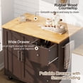thumbnail image 3 of Walsunny Kitchen Island on Wheels with Storage Cabinet & 3 Drawer, 39.7" Width Rolling Kitchen Table, Cart Handle for Towel Rack or Free Mobility Brown, 3 of 9
