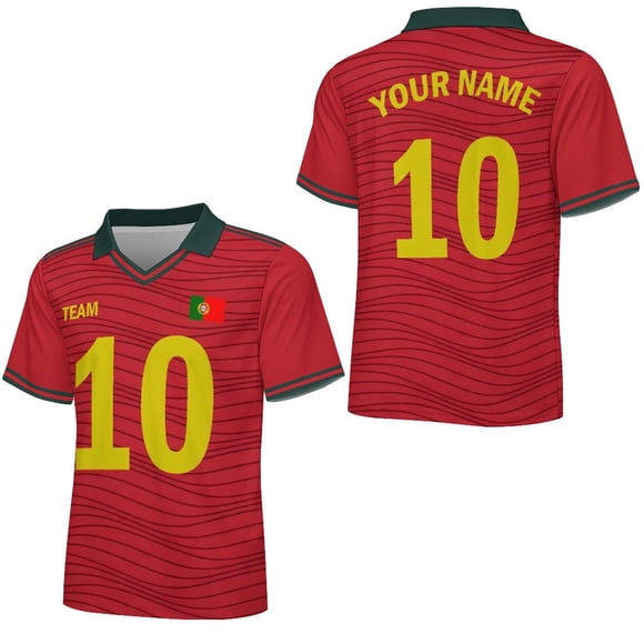Custom Soccer Jersey 2026 - Personalized Portugal Jersey Shirt Short Sleeve T-Shirts with Name Number for Men Women Kids Fans