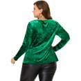 thumbnail image 4 of GRACE & GRANDEUR Haut en Velours Grande Taille pour Femmes Hauts Col Rond Manches Courtes T-Shirt Décontracté Vert 1X, 4 of 5