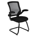 thumbnail image 1 of Black Mesh Sled Base Side Reception Chair with Flip-Up Arms, 1 of 9