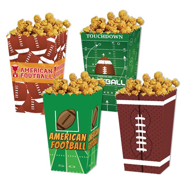 Football Tailgate Decorations Disposable Paper Popcorn Bucket Supplies , Football Theme Paper Party Decor Tray