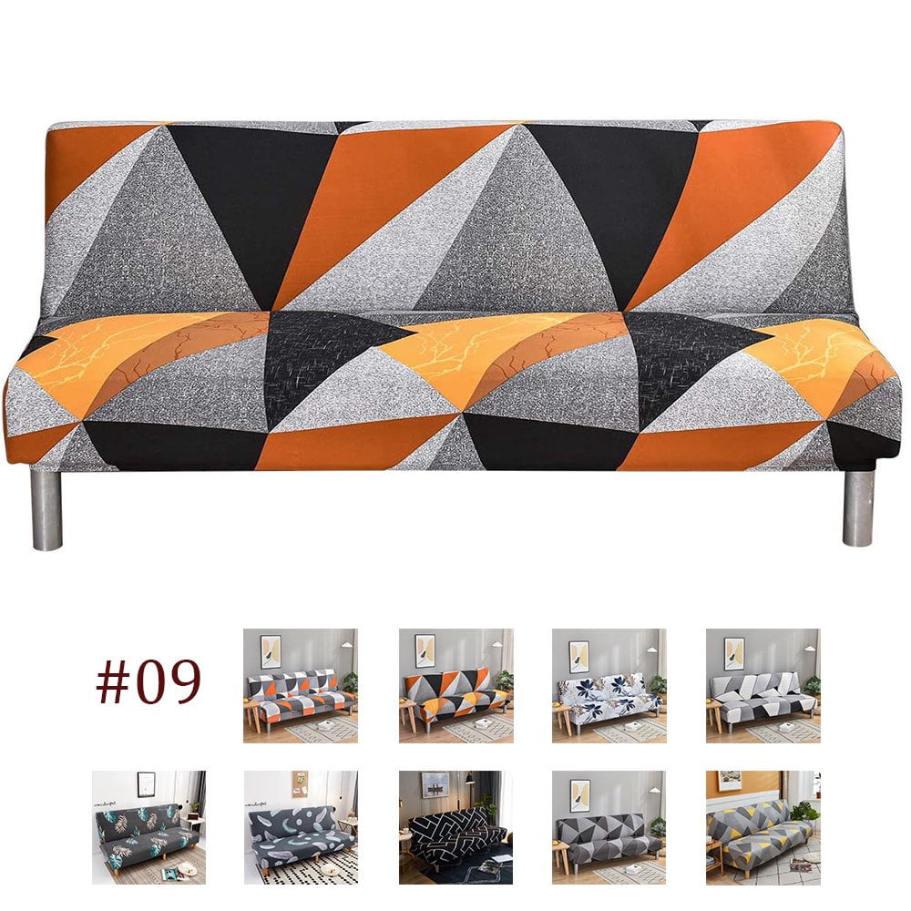2024 Armless Futon Sofa Bed Cover  Stretch Sofa Couch Slipcovers Without Armrests  Printed Furniture Protector Cover  9 Colors