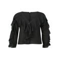 thumbnail image 1 of AMERTEER Summer Women Button-down Ruffle Shirt V-neck Long Sleeve Blouse, 1 of 7