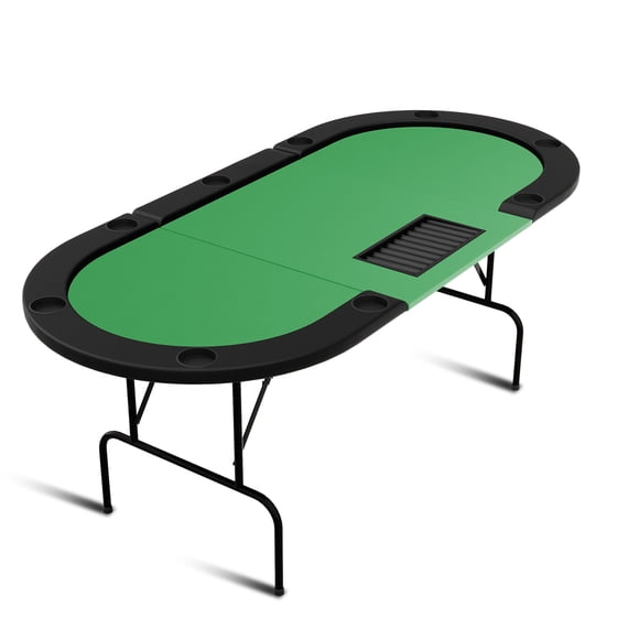 Towallmark 10-Player Collapsible Poker Table – Professional Octagon Design for Ultimate Game Nights– Green-Plastic Cup