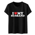 thumbnail image 5 of LUOGENLI T-shirts pour Femme pour Femmes Femmes Amusant Imprimé de Lettres J'aime Mon Mari Mode Décontractée Manches Courtes Col Rond T-Shirt T-shirts pour Femmes T-Shirt Graphique Drôle Fête de la Saint-Patrick Noir TG, 5 of 5
