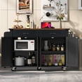 thumbnail image 1 of Euroco Farmhouse Kitchen Island with Power Outlet, Kitchen Storage Island with Drop Leaf, Spice Rack and Drawers, Rolling Kitchen Cart with Wheels, White, 1 of 25