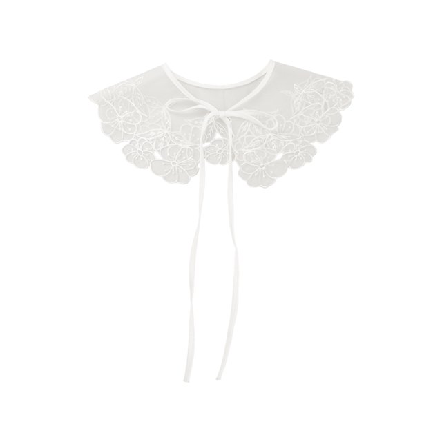 INSPIRE CHIC Detachable Fake Collar, Semi-Sheer Embroidery Mini Cape Neck Ruff for Blouse White-2
