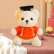 Meitianfacai Sweatshirt Graduation Bear Doll Graduation Season Birthday Gift Cute Graduation Bear Plush Toy Gift, Orange