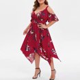 thumbnail image 4 of Robe à Manches Courtes pour Femmes Grande Taille Mode Femmes Sexy Imprimé Floral Manches Courtes Col en V Robe à Bretelles en Solde, 4 of 8
