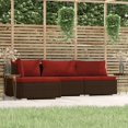 thumbnail image 1 of vidaXL 4 Piece Garden Lounge Set with Cushions Brown Poly Rattan, 1 of 5