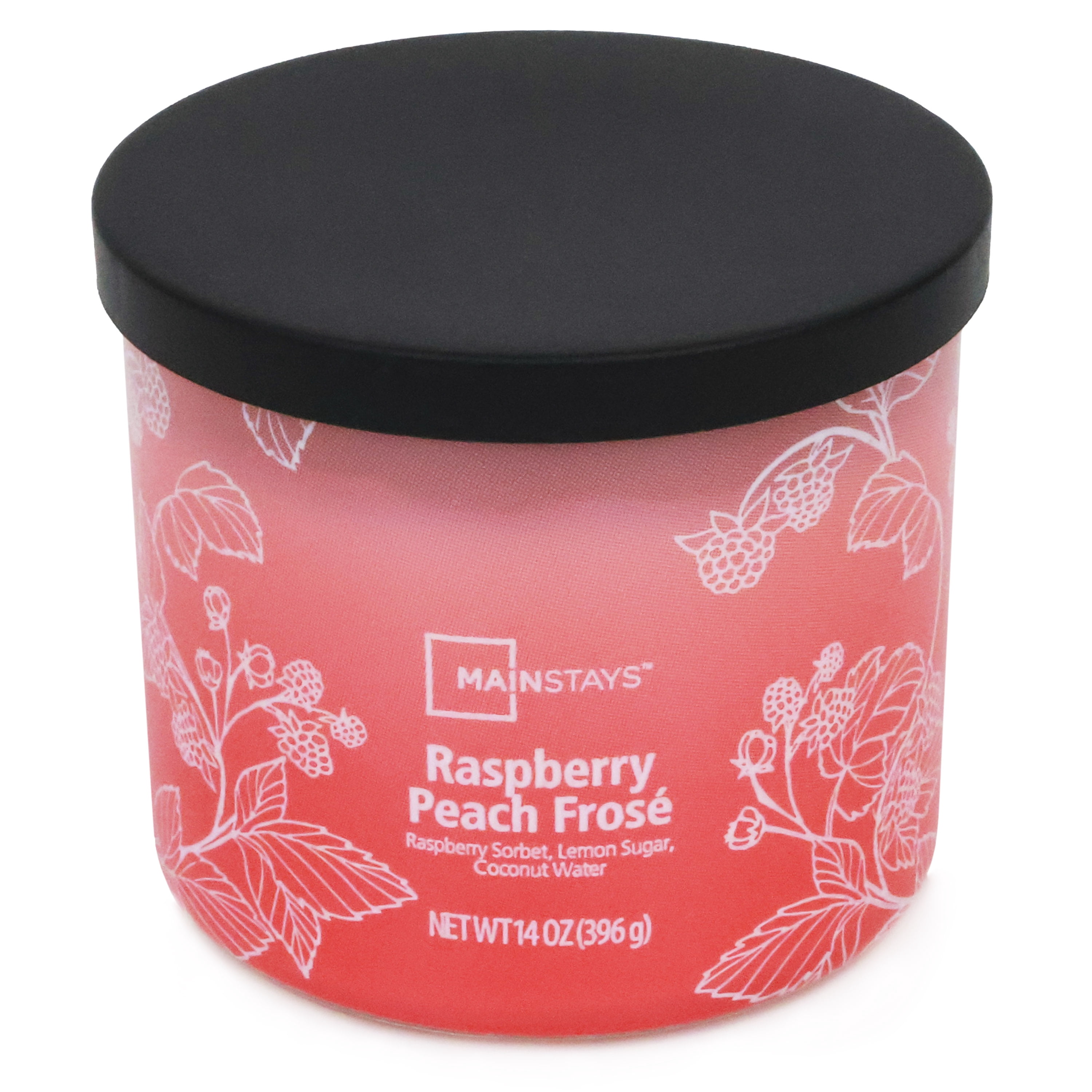 Mainstays 3-Wick Textured Wrapped Raspberry Peach Frose Scented Candle, 14 oz