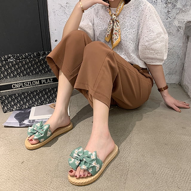 LSLJS Mode Femmes Sandales à Bride à la Cheville d'Été à Enfiler Plates Tongs Chaussures, Pantoufles pour Femmes