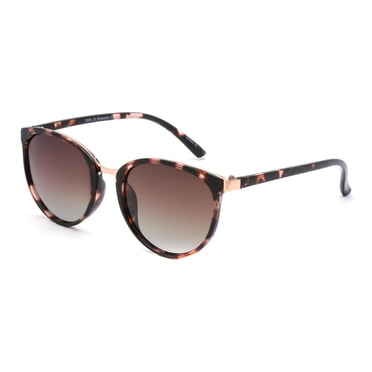 Time & Tru Pink and Brown Polarized Round Sunglasses