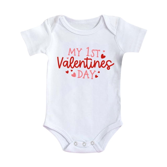 MIASHUI Barboteuse Garçon Fille Saint-Valentin Manches Courtes Justaucorps Vêtements, Rouge, 0-3 Mois