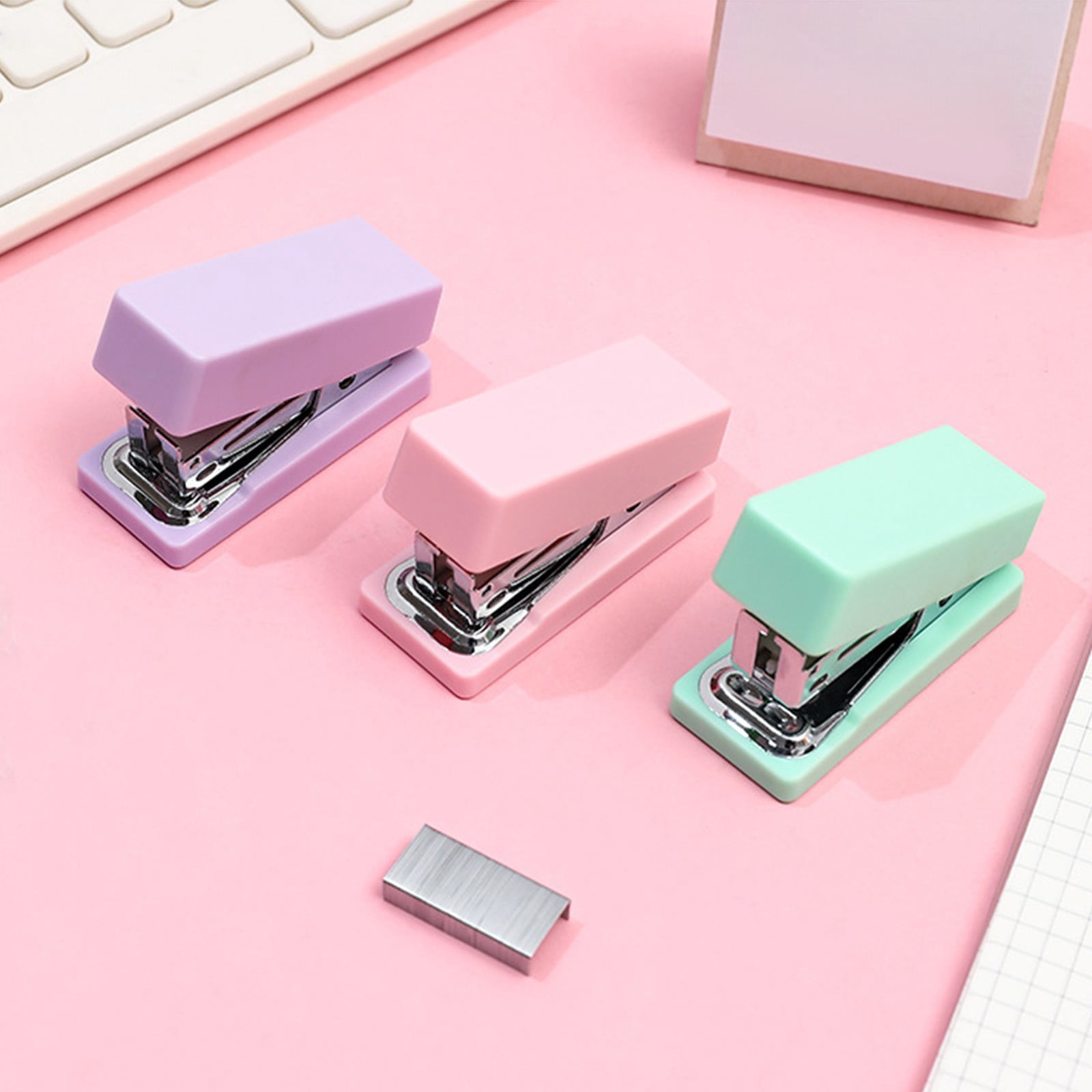 Sentmoon Small Stapler Stapleless Stapler Macaron Color 12 Small Stapler Office Effortless Binding Mini Stapler Home Portable Stapler