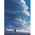 thumbnail image 1 of Anime Seascape Man Clouds Canvas Wall Art 15.75x11.81 Inches, 1 of 8