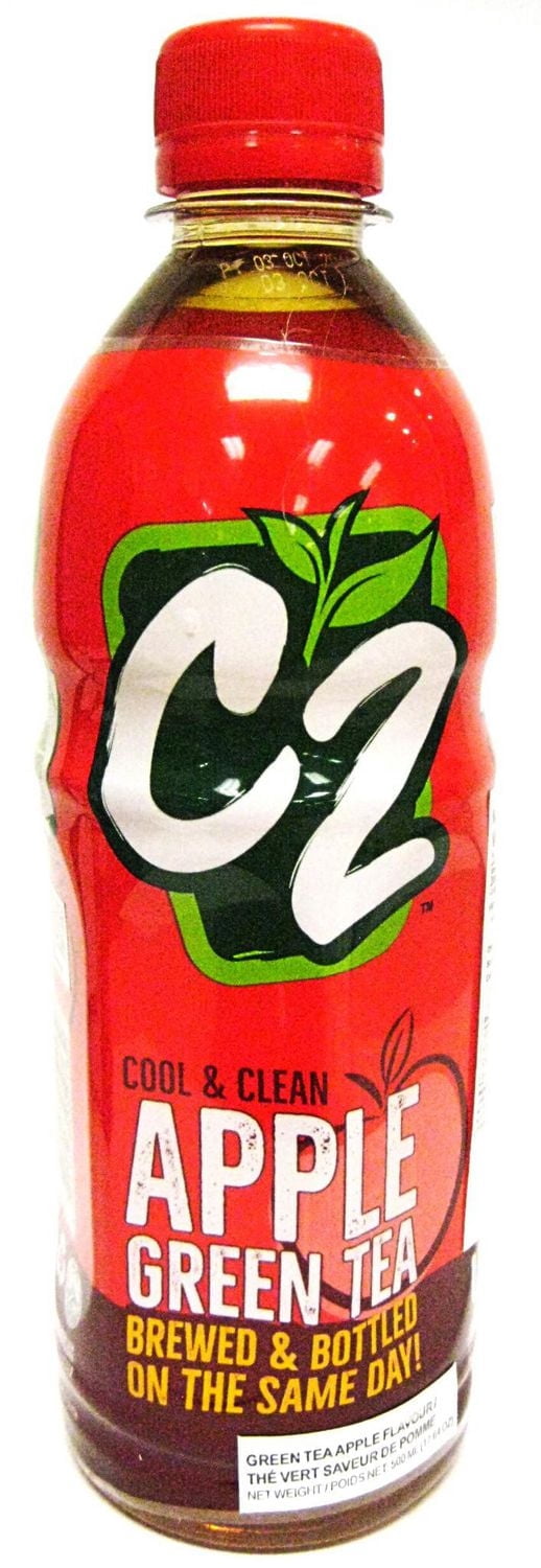 C2 Green Tea Apple Flavor 500ml per Bottle, medium caffeine content
