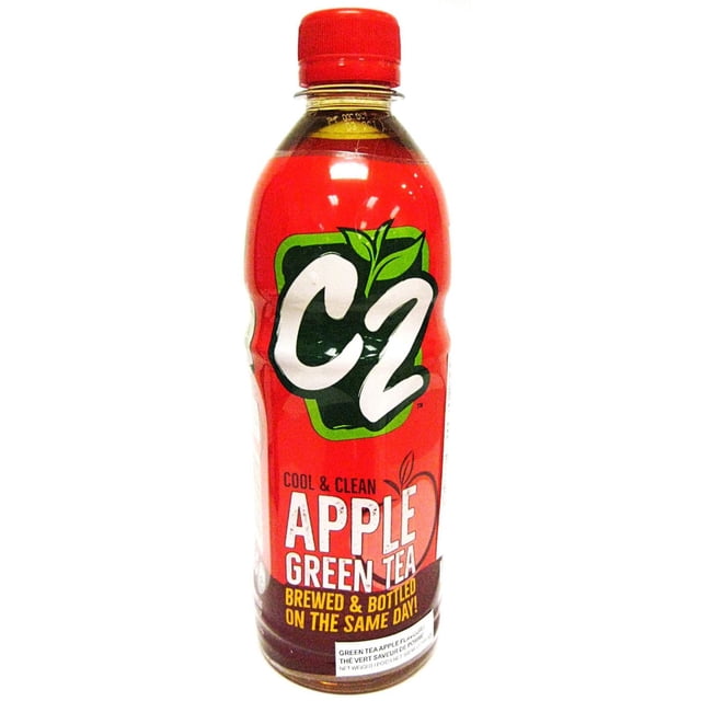 C2 Green Tea Apple Flavor 500ml per Bottle, medium caffeine content
