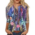 thumbnail image 1 of Innerwin Tops Floral Print Women T Shirt Travel Crew Neck Loose Tee Color Flower L, 1 of 2