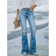 thumbnail image 3 of Jeans Évasés pour Femmes Taille Haute Jambes Larges Bootcut Jeans Extensibles en Denim, 3 of 6