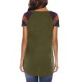 thumbnail image 4 of ziyahi T-Shirt pour Femmes à Manches Courtes, Col Rond, Haut à Rayures avec Poche, T-Shirt, Vert, G, 4 of 5