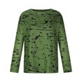 thumbnail image 4 of IROINID Liquidation Hauts pour Femmes Grande Taille Imprimé Manches Longues Confortable Respirant T-Shirt à Col Rond Hauts, Vert, 4 of 8
