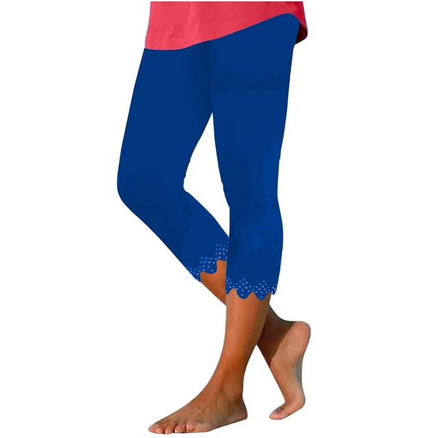 Capris Décontractés pour Femmes Pantalon à Jambe Grand Coupe Jambe Grande Taille Polyester Capris pour Dames Pantalons Capris Style C-166 Bleu P