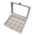 thumbnail image 1 of Velvet Jewelry Earring Display Trays Clear Window Lidded Box for Bracelets Watches Hair Clips, 1 of 2