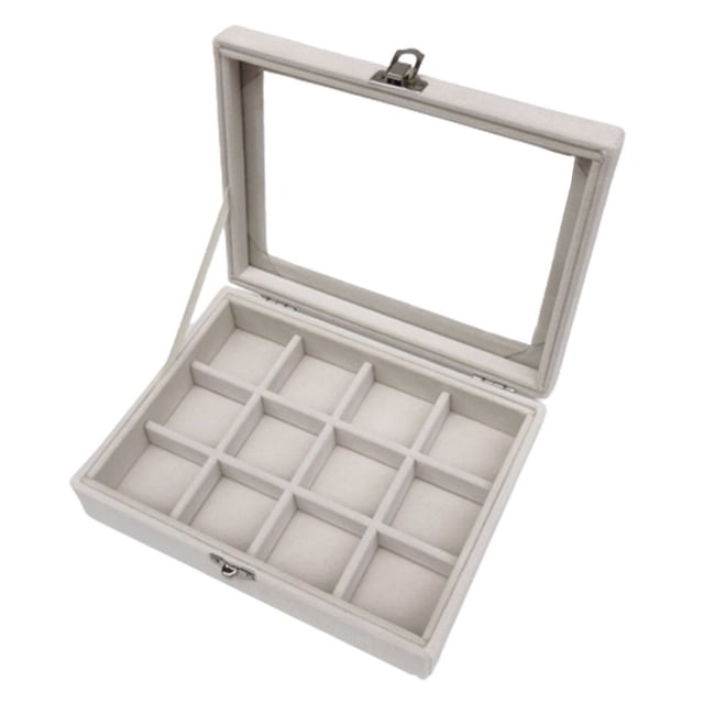 Velvet Jewelry Earring Display Trays Clear Window Lidded Box for Bracelets Watches Hair Clips