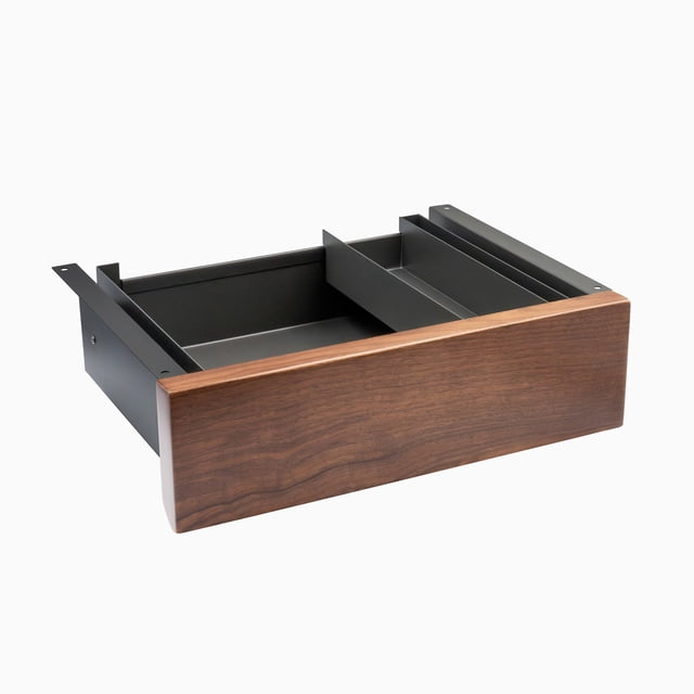Desky Minimal Under Desk Drawer - Walnut Hardwood / Space Grey