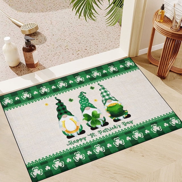 Wzzjkit St. Patrick's Day Door Mat - Super Absorbent Quick Dry Front Mats Bath Rug Rubber Backing Non Slip Washable Carpet - St Patricks Day Decorations Door Mat Outside Entrance
