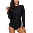 thumbnail image 1 of Charmo Women's Zip Front Long Sleeve Rash Guard Top Sun Protection Swim Shirt, 1 of 6