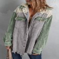 thumbnail image 4 of Womens Corduroy Shacket Jacket Long Sleeve Button Down Color Block Hooded Coat with Pockets, 4 of 7