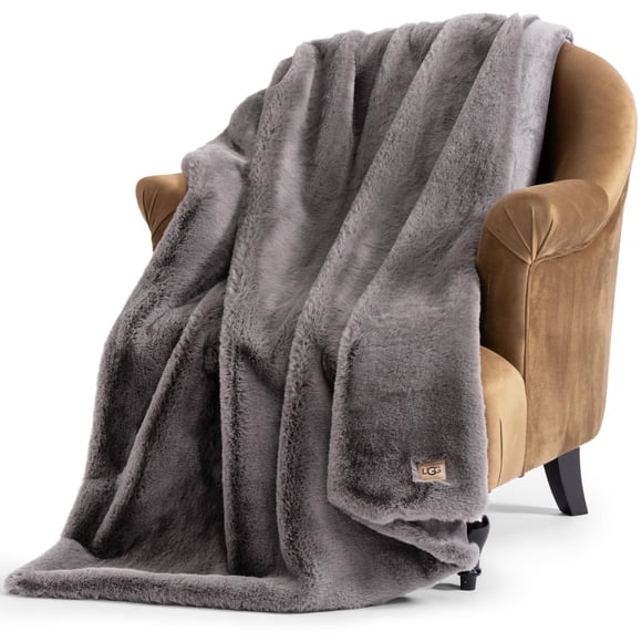 UGG Euphoria Faux Fur Throw Blanket, Oversized Soft Throw for Bed or Couch, Luxury Bedroom Decor, Plush Blankets, Machine Washable, 50-inch x 70-inch