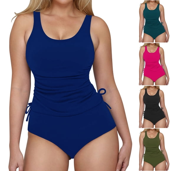 VBTAPA Tankini Swimsuits for Women Slim Fit Tank Tops with High Waisted Bottoms 2 Piece Modest Bathing Suits Tummy Control Beach Swimwear Sets Today's Sales Hot Pink M