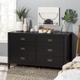 thumbnail image 2 of 57" Classic Solid Wood 6 Drawer Dresser - Black, 2 of 6