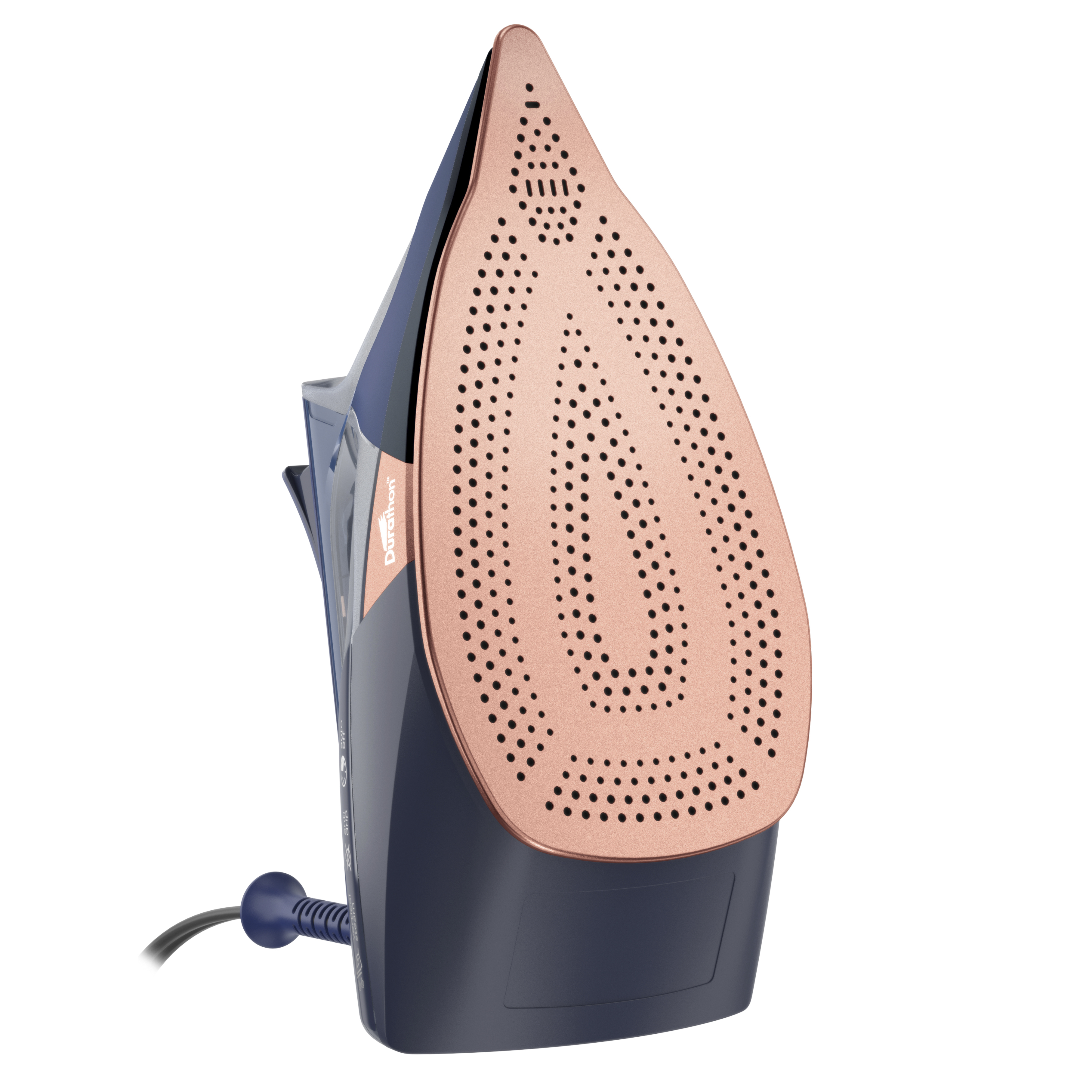Fer à vapeur Durathon de Hamilton Beach avec semelle antiadhésive, plus de 400 trous de vapeur, arrêt automatique, système antigoutte, cordon extra long, 1 500 W, bleu marine