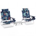 thumbnail image 1 of Gymax Ensemble de Camping 3 Pcs 2 Pcs Chaises de Plage Pliantes Légères et Table d'Appoint Portable en Aluminium avec Dossier Réglable à 5 Niveaux Extérieur, 1 of 7