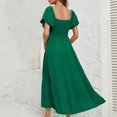 thumbnail image 4 of Jusqu'à 65 % de Rabais! Robes d'Été Mode pour Femmes 2024 Grande Taille Unies Taille Haute Manches Bouffantes Robe à Taille Enveloppée, 4 of 5